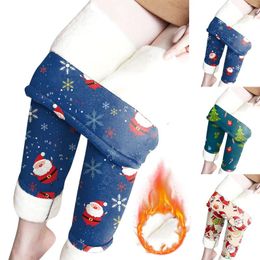 Women's Leggings Winter Thick Fleece Santa Gift High Waist Warm Belly Control Thermals For Women Mens Long Thermal Set