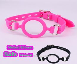 Silicone Open Mouth Gag Strapon O Ring BDSM Gag Oral Fetish Toy Fixation Mouth Stuffed with Exquisite Metal Sex Game For Couple2126585