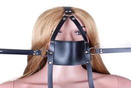 PU Leather Open Mouth Gag Head Harness Bondage Restraints Sexy Mask With Ball Gauged Adult Sex Toys For Couple Sex Products8363325