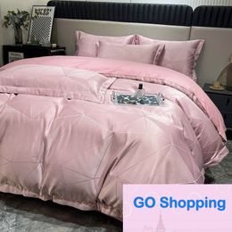 Quatily Fashion Brand Silk Jacquard Four-Piece Sheet Bed Double Quilt Cover Bedding Wholesale