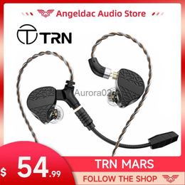 Cell Phone Earphones TRN Mars Hifi In-Ear Monitors with Microphone Triple Hybrid Drivers 1DD+1BA +1Vibration Driver Wired DJ Gaming Headset YQ240219