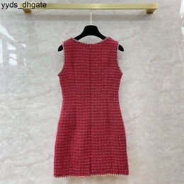 Chanelity Designer New Dress Tweed Red Party Dress Sexy Dresses Designer Fashion Dress Chain Tweed Dresses Womens Designer Clothing Mothers Day Birthday Gift