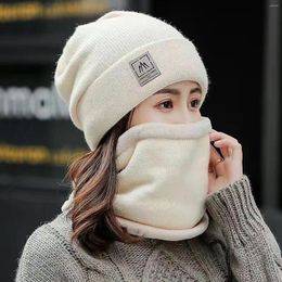 Berets Hat Women's Autumn And Winter Knitted Ear Bib Set Two Trapper Men Warm Cover For Hats