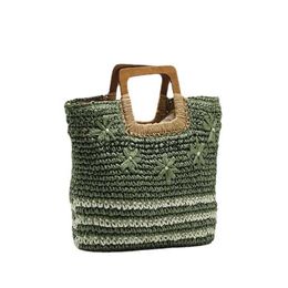 Totes Craft Portable Crocet Bag and Embroidered Straw Paper WovenH24219