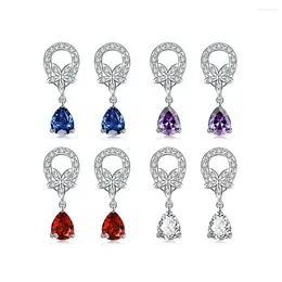 Dangle Earrings Garnet Blue Amethyst White Crystal Zircon Topaz 925 Sterling Silver SPE028