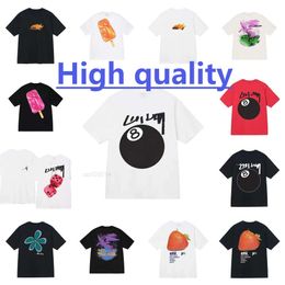 Stussiness T Shirt Oversized Streetwear Designer Short Sleeve Womens Mens Clothing Printed Us Size Euro Cotton High Multiple Colour
