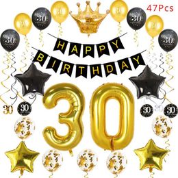 30 40 50 60 Anniversary Balloons Happy Birthday Party Decorations Adult Black Gold Balloons 30th 40th 50th Years Party Favors274E