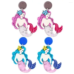 Dangle Earrings Glitter Colourful Magic Mermaid Unicorn Acrylic Harajuku Frog Prince Drop Earring Korean Fashion Jewellery For Women