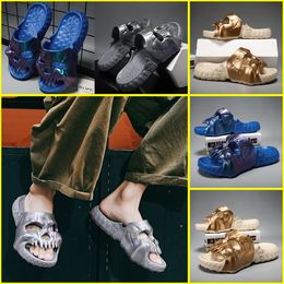 Spring Summer Slipper Light Weight Flat Anti-Slip Shoes Skull Design Single Band Skull Shape Slippers Slides for men hot sale