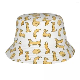 Berets Dachshund Dog Bucket Hat Panama For Man Woman Bob Hats Outdoor Reversible Fisherman Summer Fishing Unisex Caps