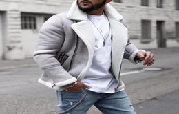 Men039s Jackets Men039s Men Jacket Autumn Winter Coat Polyster Lamb Wool Lapel Warm Full Sleeve Solid Colour Zipper5340899