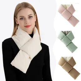 Scarves Winter Scarf For Women Outdoor Sport Skiing Cold Protection Cross Over Down Cotton Neck With Pocket Plush Warm