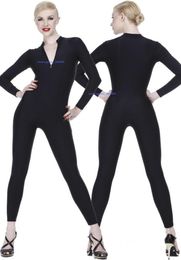 Black Lycra Spandex Catsuit Costume Front Zipper Unisex Sexy Bodysuit Yoga Costumes Outfit No Head Hand Foot Halloween Party Fancy6857032