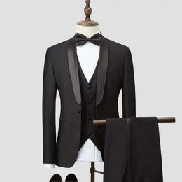 Mans Suits For Wedding Tuxdos Lapel Slim Fit Groom Tuxedos Excellent Men Jacket Blazer 3Pieces SuitJacketPantsVest 240123