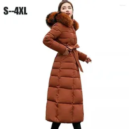 Women's Trench Coats 2024 X-Long Arrival Fashion Slim Women Winter Jacket Cotton Padded Warm Thicken Ladies Coat Long Parka Womens Jackets