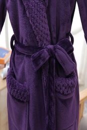 Women Men Thermal Luxury Flannel Extra Long Bath Robe Winter Sexy Grid Fur Bathrobe Warm Kimono Dressing Gown Bridesmaid Robes 2012056716