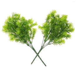 Decorative Flowers 2 Pcs Fake Grass Simulated Plant Moss Outdoor Plants Realistic Leaves Stem Simulation Ornaments Stems Office