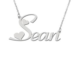 Sean Name Necklace Personalised Nameplate Pendant for Women Girls Birthday Gift Kids Best Friends Jewellery 18k Gold Plated Stainless Steel