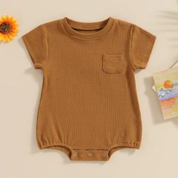 Rompers CitgeeSummer Infant Baby Boys Jumpsuit Casual Solid Colour Loose Short Sleeve Bodysuit Pocket Clothes