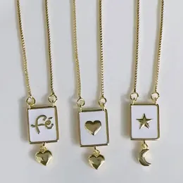 Pendant Necklaces 10Pcs Latest Design Gold Plated Brass Enamel Pendants Necklace Jewellery Heart Star Religious White Glaze Charm For Women