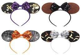 Halloween Funny Mouse Ears Hairband With Sequin For Girls Bowknot Handmade Satin Headband Festival Party Kids Hair Accessories FJ79210037