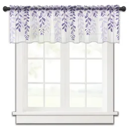 Curtain Leaf Plants Country Style Purple Gradient Kitchen Curtains Tulle Sheer Short Living Room Home Decor Voile Drapes