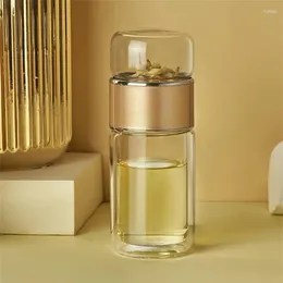 Water Bottles Tea Separator Cup High Borosilicate Glass Separation Cute Double Layer Kitchen Bar Supplies 280ml Make