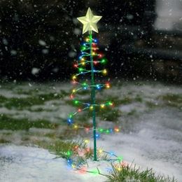 Lawn Lamps 1pc Christmas Tree Lights Solar Powered LED Xmas Flickering String Decoration For Home Year233A