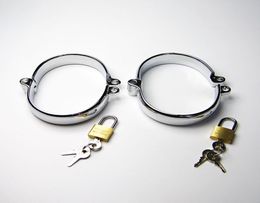 Factory Directly Latest Male Female Stainlees Steel Bondage Oval Ankle Cuff Shackles Come With One Lock Adult BDSM Sex Toy4778697