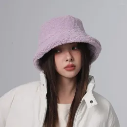 Berets Solid Color Barrel Cap Winter Warm Bucket Hat Hats For Women Snow Golf Hiking Fur Fun Fisherman