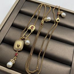 New designed Skulls hanging cards pendants women's Necklace ladies Vintage Brass Pearly Necklaces Designer Jewelry 0312539