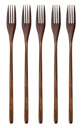 Wooden Forks 5 Pieces Ecofriendly Japanese Wood Salad Dinner Fork Tableware Dinnerware for Kids Adult 5 Pieces No Rope Wooden1219841