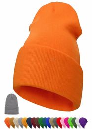 Hats Beanie Plain Knitted Hat Autumn Winter Warm Ski Cuff Cap Wool Blends Soft Slouchy Skull Caps Beanies Men Women6511799