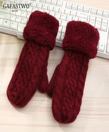Korean Fashion Mittens Womens Autumn And Winter Thick Warmth FingerKnitted Wool Gloves C09266992576