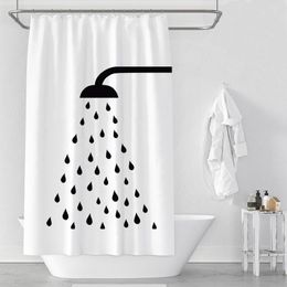 Waterproof Thicken White Polyester Shower Curtains Minimalist Bathroom Curtains Shower Head Print Bath Shower Curtain269e