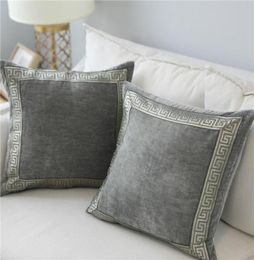 Soft Velvet Grey Cushion Cover Home Decor Blue Embroidered Pillow Case Sofa Decorative Pillows 6060cm Throw Pillow Cover5280677