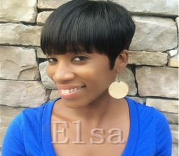 Pixie Full machine made Human Malasian Hair Wig With Baby Glueless Short Brazilian Straight None Lace Front Wigs for Black Women1346191