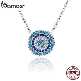 925 Sterling Silver Blue s Necklace Women Lucky Pendant Necklaces Fashion Jewellery SCN099 240123