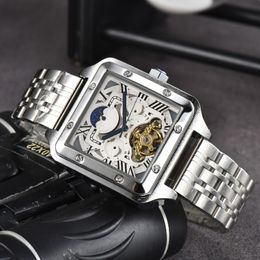 Men Wristwatch Automatic machinery Watch Fashion quadrate Dial Stainless Steel Metal Strap Casual Watches Sport Clock Montre De Luxe car06