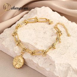 Link Bracelets CHENGXUN Hammered Dragonfly Charm Bracelet For Women Girls Chain Party Jewelry Accessories Gift Chunky Jewelery