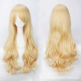 Wigins fashion girls golden light gold beibai long wig 80cm long curly animation cos wig