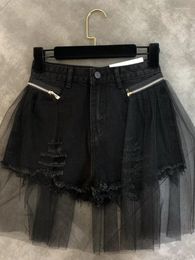 Women's Shorts Sexy Girl High Waist Slim Fit Black Summer Patchwork Detachable Two-Piece Fashion Denim For Ladies