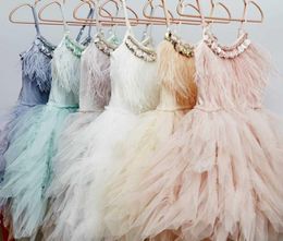 Kids Princess Dresses for Girls Children Feather Beading Sequined Gowns Toddler Birthday Party Frocks Boutique Baby Tutu Dresses4769462