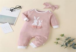 Winter Baby Infant Rompers Boys Clothes Long Sleeve Print Rabbit Bow Pink Cute Kids Costume 21062362430114126813