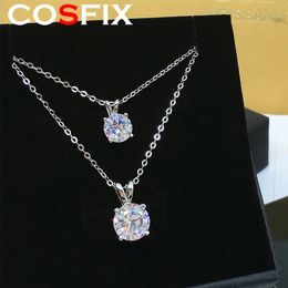 Full size 1ct-3ct Top Diamond Pendant Necklace for Women Original 925 Sterling Silver Gold Lady Necklace Chain 240118
