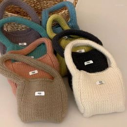 Shopping Bags Korean Egg Handmade Wool Knitted Thick Needle Hand Bag Coco Love Small Phone Handbag