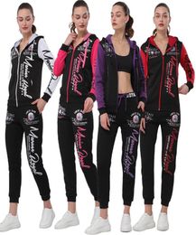 Women039s Two Piece Pants Women39s Fashion Neon Jogging Suit Sport Long Training And Fitness Tops Zipper Hoodies 2 Sets Wome9373219