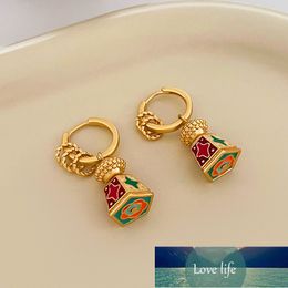 Retro Multiple Ways to Wear Enamel Enamel Earrings Ear Clip Light Luxury High-End Fashion Temperament Mid-Ancient Earrings