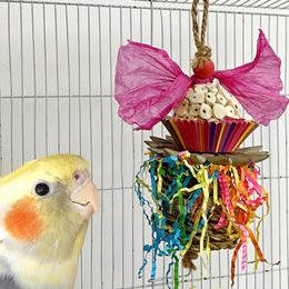 Other Bird Supplies Toys Grass Woven Butterfly Flower Chewing Toy Cage Accessories For Cockatiel Conures Lovebird