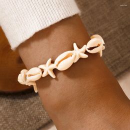 Charm Bracelets Simple Seaside Holiday Shell Starfish Single Layer Bracelet Creative Handmade Beach Adjustable Chain For Women